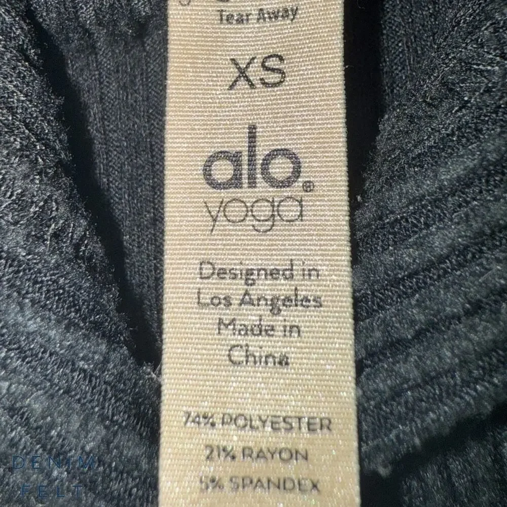 Alo Yoga Muse Hoodie Black Cropped Ribbed Lounge Sweatshirt XS Soft Plush Studio